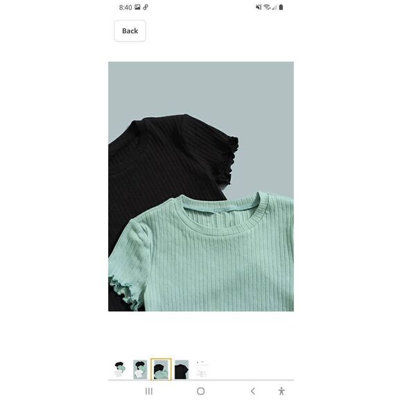 New Girls 10 Years Romwe 3pc Rib Knit Short Sleeve Lettuce Trim Crop Top Shirts - Picture 3 of 8